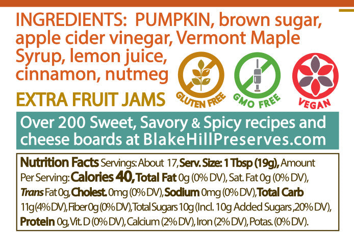 Pumpkin Maple Butter 11.4oz nutrition facts