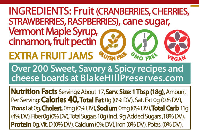 Holiday Jam nutrition facts