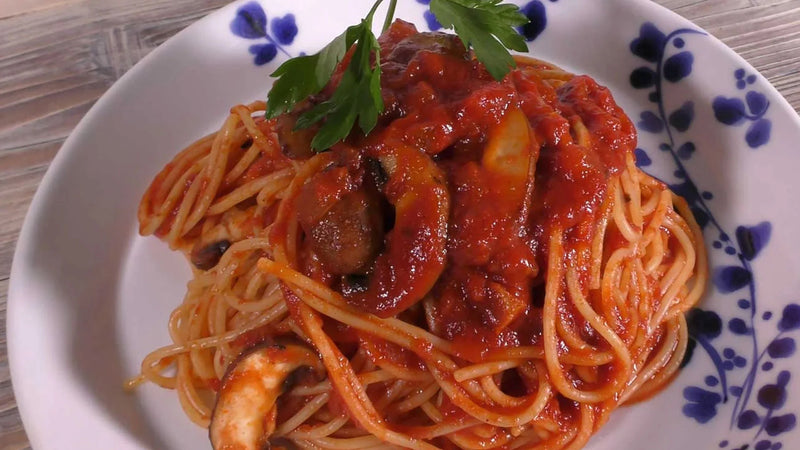 Mushroom Spaghetti with Kuze Fuku & Sons Tomato Sauce